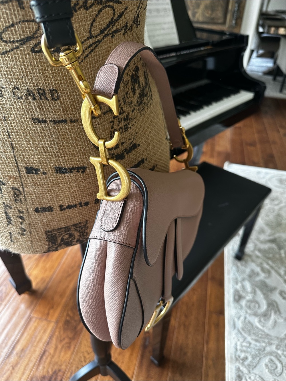 Authentic Christian Dior Taupe Saddle Shoulder Bag Gold Hardware Crossbody Strap - Picture 3 of 16